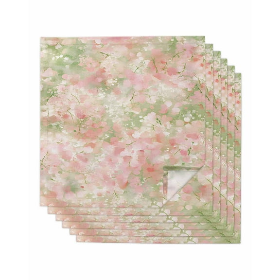 Hokiten Kitchen Dinner Napkins Set of 6 Pink Green Flower Cloth Napkins Reusable Washable Table Napkins for Weddings Cocktail Parties Holiday Table Decor 20x20 Inch