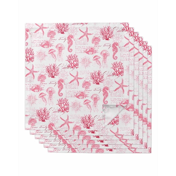 Hokiten Kitchen Dinner Napkins Set of 6 Pink Ocean Coastal Cloth Napkins Reusable Washable Table Napkins for Weddings Cocktail Parties Holiday Table Decor 20x20 Inch