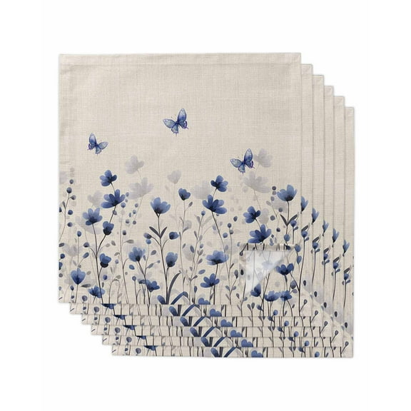 Hokiten Kitchen Dinner Napkins Set of 6 Purple Floral Butterfly Cloth Napkins Reusable Washable Table Napkins for Weddings Cocktail Parties Holiday Table Decor 20x20 Inch