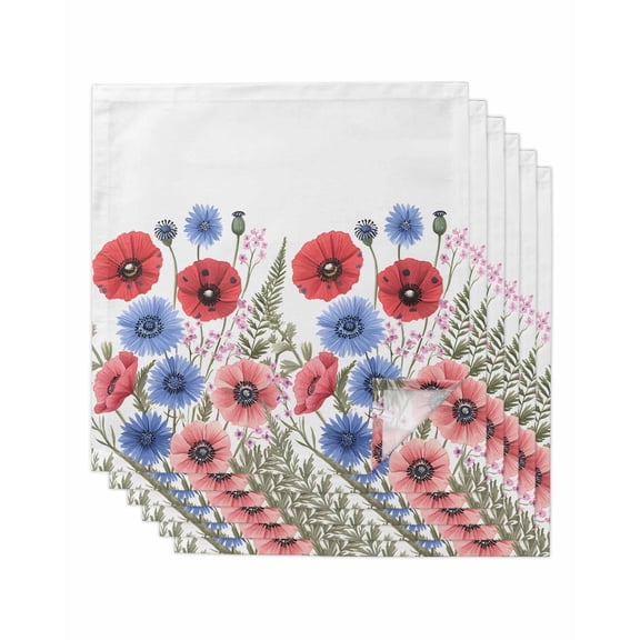 Hokiten Kitchen Dinner Napkins Set of 6 Red Poppy Flower Cloth Napkins Reusable Washable Table Napkins for Weddings Cocktail Parties Holiday Table Decor 20x20 Inch