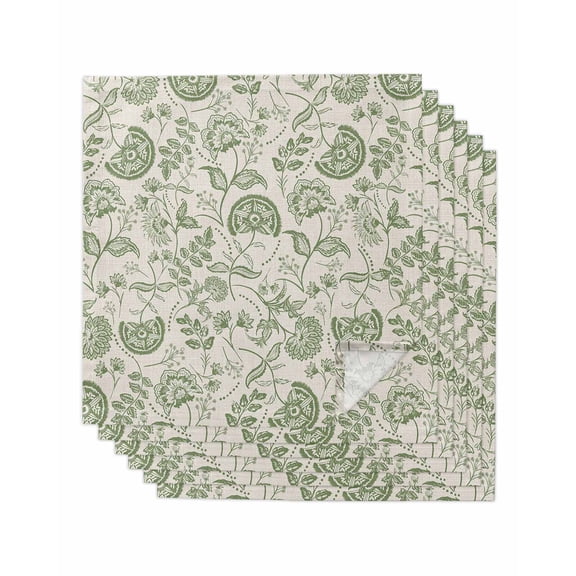Hokiten Kitchen Dinner Napkins Set of 6 Sage Green Spring Floral Cloth Napkins Reusable Washable Table Napkins for Weddings Cocktail Parties Holiday Table Decor 20x20 Inch
