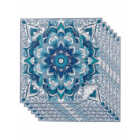 Hokiten Kitchen Dinner Napkins Set of 6 Teal Blue Floral Boho Cloth Napkins Reusable Washable Table Napkins for Weddings Cocktail Parties Holiday Table Decor 20x20 Inch