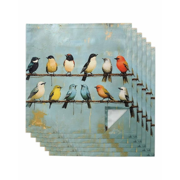 Hokiten Kitchen Dinner Napkins Set of 6 Teal Oil Painting Cloth Napkins Reusable Washable Table Napkins for Weddings Cocktail Parties Holiday Table Decor 20x20 Inch