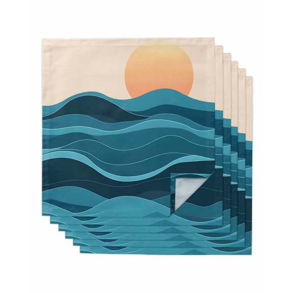 Hokiten Kitchen Dinner Napkins Set of 6 Teal Waves Cloth Napkins Reusable Washable Table Napkins for Weddings Cocktail Parties Holiday Table Decor 20x20 Inch