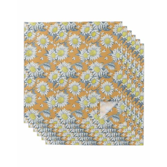Hokiten Kitchen Dinner Napkins Set of 6 Turmeric Daisy Cloth Napkins Reusable Washable Table Napkins for Weddings Cocktail Parties Holiday Table Decor 20x20 Inch