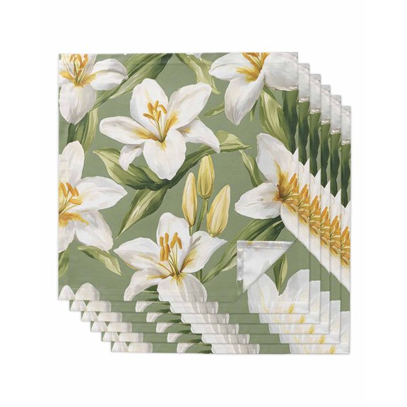 Hokiten Kitchen Dinner Napkins Set of 6 Verdant Flower Patterns Cloth Napkins Reusable Washable Table Napkins for Weddings Cocktail Parties Holiday Table Decor 20x20 Inch