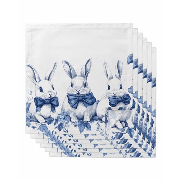 Hokiten Kitchen Dinner Napkins Set of 6 Vintage Bunny Easter Cloth Napkins Reusable Washable Table Napkins for Weddings Cocktail Parties Holiday Table Decor 20x20 Inch