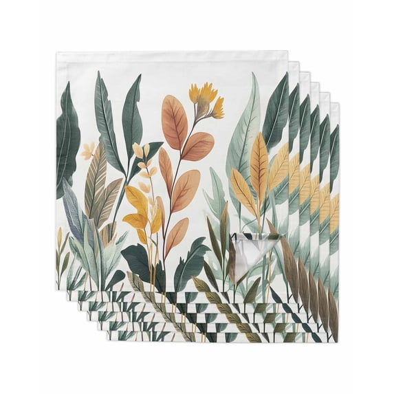 Hokiten Kitchen Dinner Napkins Set of 6 Watercolor Floral Leaves Cloth Napkins Reusable Washable Table Napkins for Weddings Cocktail Parties Holiday Table Decor 20x20 Inch