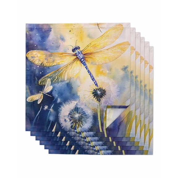 Hokiten Kitchen Dinner Napkins Set of 6 Yellow Dragonfly Cloth Napkins Reusable Washable Table Napkins for Weddings Cocktail Parties Holiday Table Decor 20x20 Inch