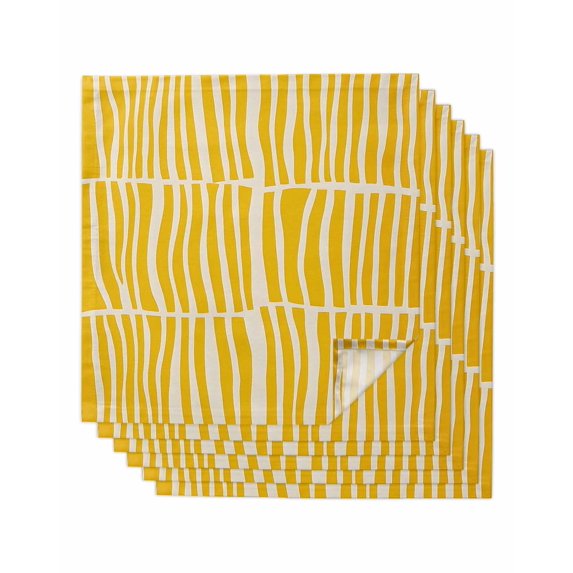 Hokiten Kitchen Dinner Napkins Set of 6 Yellow Striped Cloth Napkins Reusable Washable Table Napkins for Weddings Cocktail Parties Holiday Table Decor 20x20 Inch
