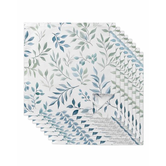 Hokiten Kitchen Dinner Napkins Set of 8 Blue Teal Botanical Cloth Napkins Reusable Washable Table Napkins for Weddings Cocktail Parties Holiday Table Decor 20x20 Inch