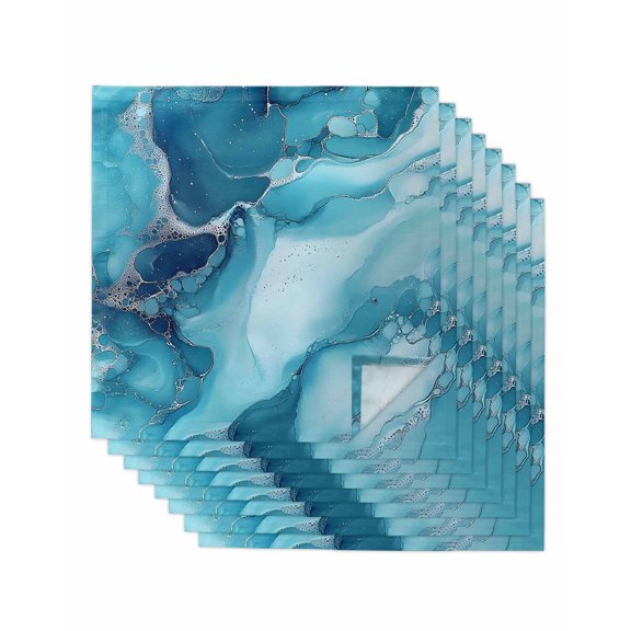 Hokiten Kitchen Dinner Napkins Set of 8 Blue Teal Marble Cloth Napkins Reusable Washable Table Napkins for Weddings Cocktail Parties Holiday Table Decor 20x20 Inch