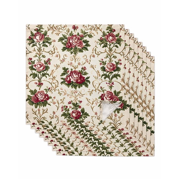 Hokiten Kitchen Dinner Napkins Set of 8 Boho Pink Red Floral Cloth Napkins Reusable Washable Table Napkins for Weddings Cocktail Parties Holiday Table Decor 20x20 Inch