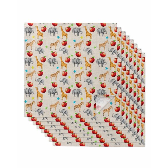 Hokiten Kitchen Dinner Napkins Set of 8 Giraffe Elephant Cloth Napkins Reusable Washable Table Napkins for Weddings Cocktail Parties Holiday Table Decor 20x20 Inch