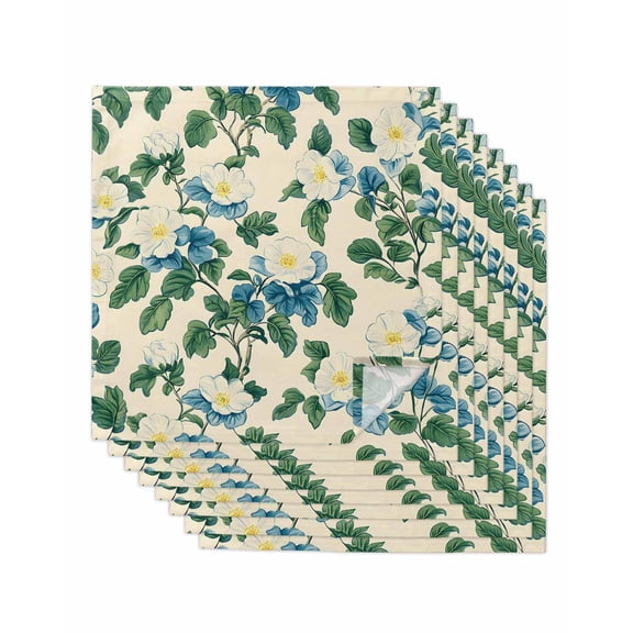Hokiten Kitchen Dinner Napkins Set of 8 Green Blue Spring Floral Cloth Napkins Reusable Washable Table Napkins for Weddings Cocktail Parties Holiday Table Decor 20x20 Inch