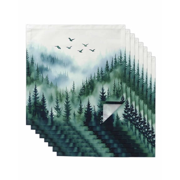 Hokiten Kitchen Dinner Napkins Set of 8 Ink Green Ombre Tree Cloth Napkins Reusable Washable Table Napkins for Weddings Cocktail Parties Holiday Table Decor 20x20 Inch