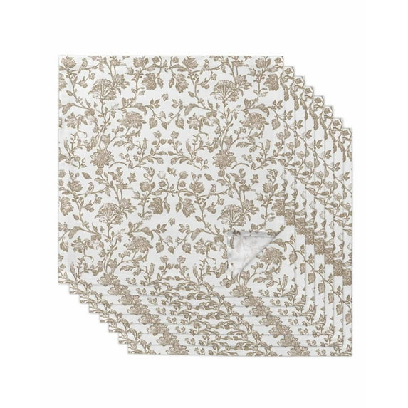 Hokiten Kitchen Dinner Napkins Set of 8 Khaki Flower Cloth Napkins Reusable Washable Table Napkins for Weddings Cocktail Parties Holiday Table Decor 20x20 Inch