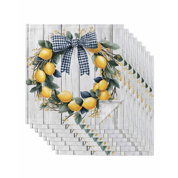 Hokiten Kitchen Dinner Napkins Set of 8 Lemon Leaves Garland Cloth Napkins Reusable Washable Table Napkins for Weddings Cocktail Parties Holiday Table Decor 20x20 Inch