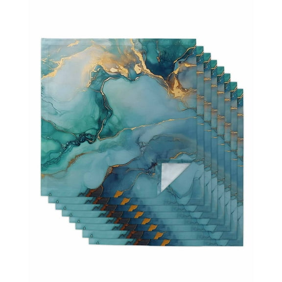 Hokiten Kitchen Dinner Napkins Set of 8 Marble Teal Cloth Napkins Reusable Washable Table Napkins for Weddings Cocktail Parties Holiday Table Decor 20x20 Inch