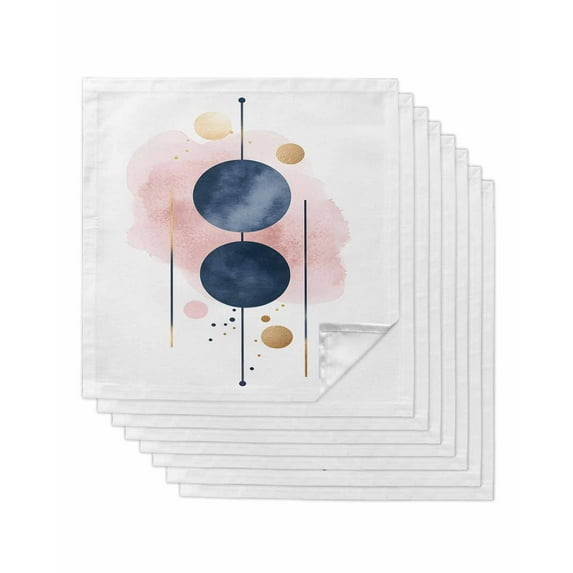 Hokiten Kitchen Dinner Napkins Set of 8 Navy Blue Pink Geometric Cloth Napkins Reusable Washable Table Napkins for Weddings Cocktail Parties Holiday Table Decor 20x20 Inch