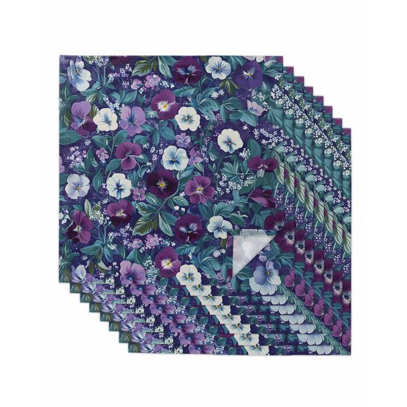 Hokiten Kitchen Dinner Napkins Set of 8 Purple White Floral Cloth Napkins Reusable Washable Table Napkins for Weddings Cocktail Parties Holiday Table Decor 20x20 Inch