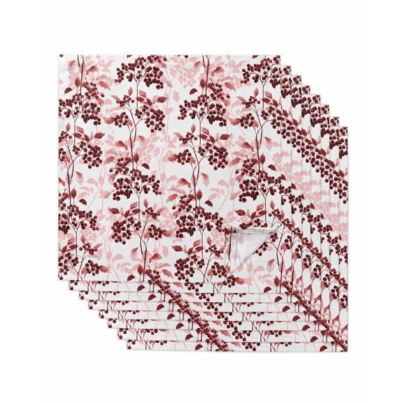 Hokiten Kitchen Dinner Napkins Set of 8 Red Botanical Cloth Napkins Reusable Washable Table Napkins for Weddings Cocktail Parties Holiday Table Decor 20x20 Inch