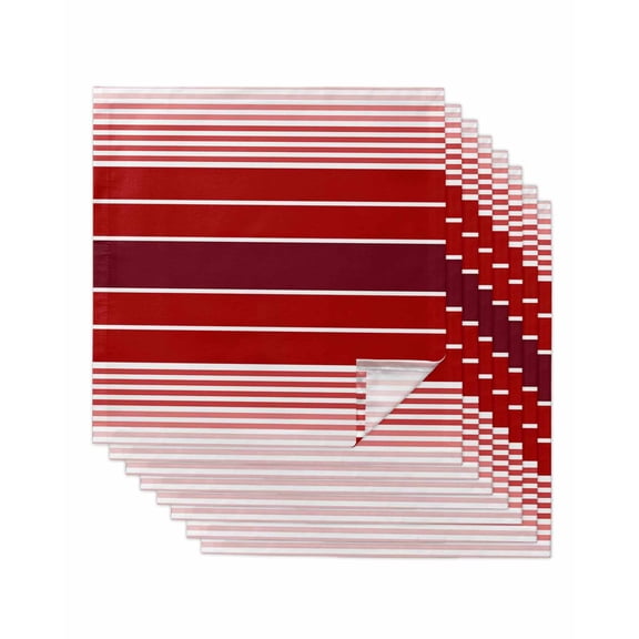 Hokiten Kitchen Dinner Napkins Set of 8 Red Striped Cloth Napkins Reusable Washable Table Napkins for Weddings Cocktail Parties Holiday Table Decor 20x20 Inch