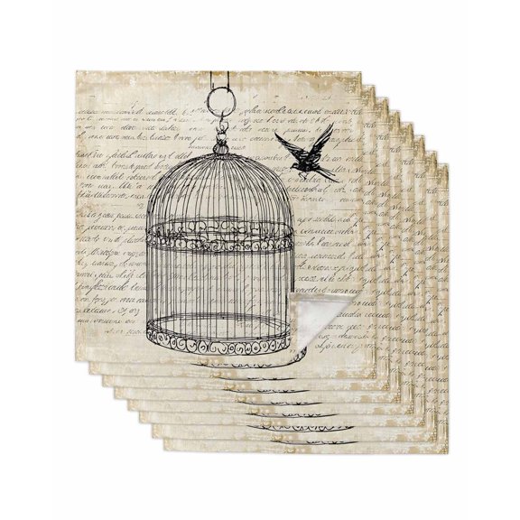 Hokiten Kitchen Dinner Napkins Set of 8 Retro Birdcage Cloth Napkins Reusable Washable Table Napkins for Weddings Cocktail Parties Holiday Table Decor 20x20 Inch