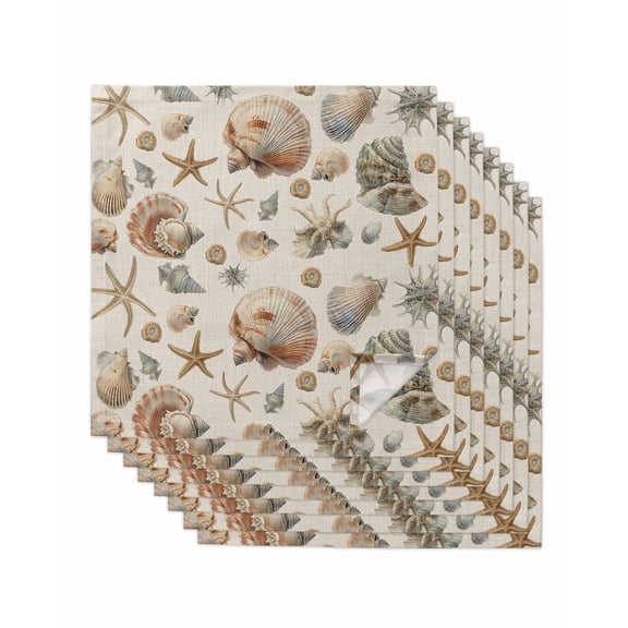 Hokiten Kitchen Dinner Napkins Set of 8 Seashell Coastal Cloth Napkins Reusable Washable Table Napkins for Weddings Cocktail Parties Holiday Table Decor 20x20 Inch