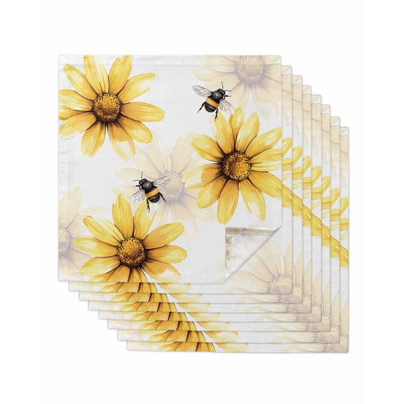 Hokiten Kitchen Dinner Napkins Set of 8 Spring Bees Cloth Napkins Reusable Washable Table Napkins for Weddings Cocktail Parties Holiday Table Decor 20x20 Inch