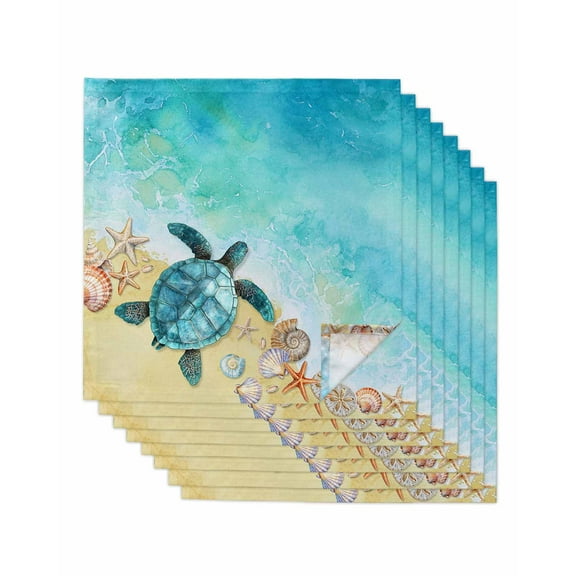 Hokiten Kitchen Dinner Napkins Set of 8 Teal Blue Coastal Cloth Napkins Reusable Washable Table Napkins for Weddings Cocktail Parties Holiday Table Decor 20x20 Inch