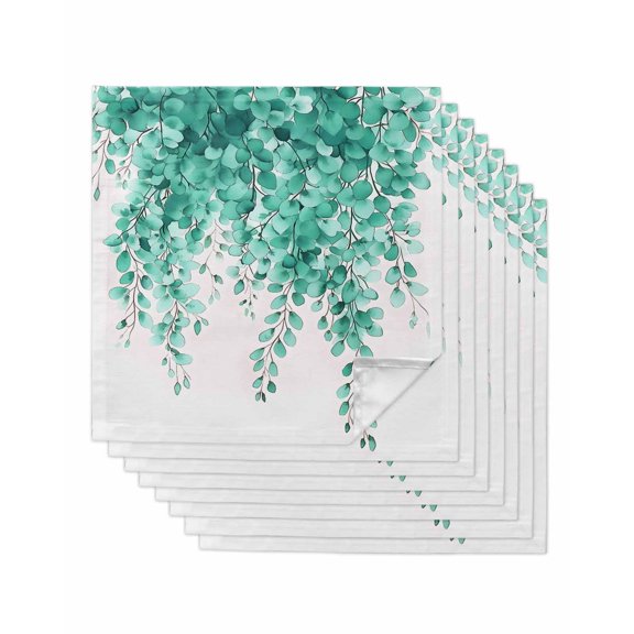 Hokiten Kitchen Dinner Napkins Set of 8 Teal Botanical Cloth Napkins Reusable Washable Table Napkins for Weddings Cocktail Parties Holiday Table Decor 20x20 Inch