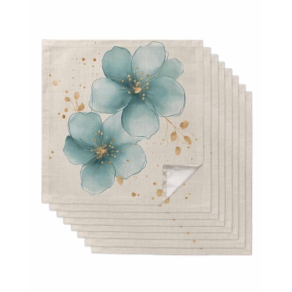 Hokiten Kitchen Dinner Napkins Set of 8 Teal Elegant Spring Floral Cloth Napkins Reusable Washable Table Napkins for Weddings Cocktail Parties Holiday Table Decor 20x20 Inch