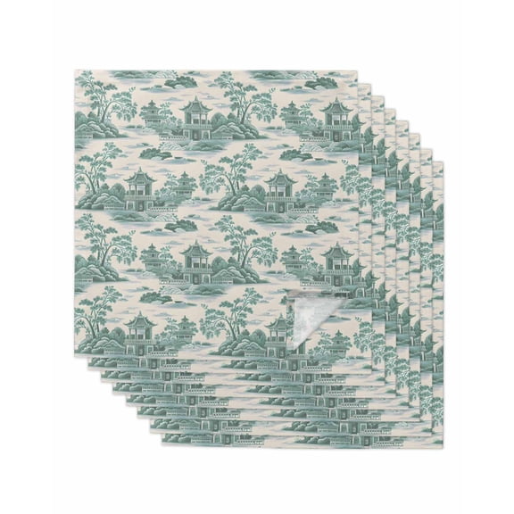 Hokiten Kitchen Dinner Napkins Set of 8 Teal Garden Cloth Napkins Reusable Washable Table Napkins for Weddings Cocktail Parties Holiday Table Decor 20x20 Inch