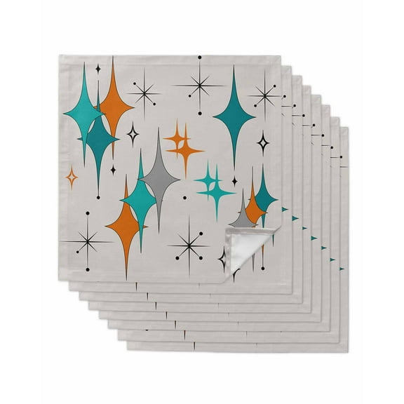 Hokiten Kitchen Dinner Napkins Set of 8 Teal Orange Boho Cloth Napkins Reusable Washable Table Napkins for Weddings Cocktail Parties Holiday Table Decor 20x20 Inch