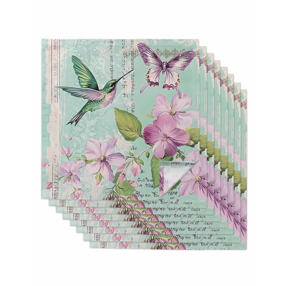 Hokiten Kitchen Dinner Napkins Set of 8 Teal Purple Butterfly Bird Cloth Napkins Reusable Washable Table Napkins for Weddings Cocktail Parties Holiday Table Decor 20x20 Inch