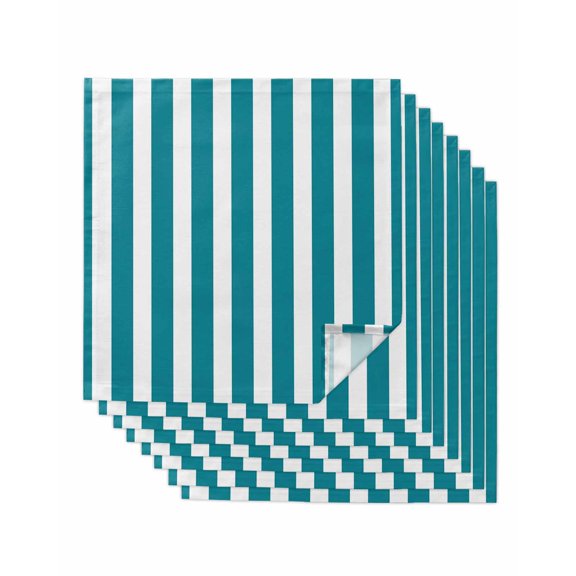 Hokiten Kitchen Dinner Napkins Set of 8 Teal Striped Cloth Napkins Reusable Washable Table Napkins for Weddings Cocktail Parties Holiday Table Decor 20x20 Inch