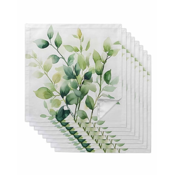 Hokiten Kitchen Dinner Napkins Set of 8 Watercolor Botanical Green Cloth Napkins Reusable Washable Table Napkins for Weddings Cocktail Parties Holiday Table Decor 20x20 Inch