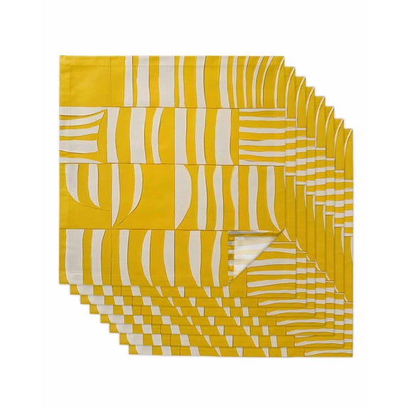 Hokiten Kitchen Dinner Napkins Set of 8 Yellow Geometric Cloth Napkins Reusable Washable Table Napkins for Weddings Cocktail Parties Holiday Table Decor 20x20 Inch