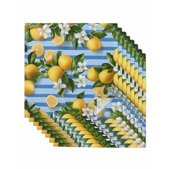 Hokiten Kitchen Dinner Napkins Set of 8 Yellow Lemon Cloth Napkins Reusable Washable Table Napkins for Weddings Cocktail Parties Holiday Table Decor 20x20 Inch