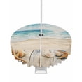 thumbnail image 1 of Hokiten Outdoor Tablecloths with Umbrella Hole & Zipper, Beach Coastal Round Tablecloths 60 Inch, Watercolor Ocean Waves Starfish Summer Waterproof Table Cloth, Patio/Pool/Picnic Table Covers, 1 of 7