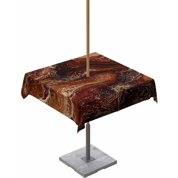 Hokiten Outdoor Tablecloths with Umbrella Hole & Zipper, Brown Marble 54x54 Inch Square Tablecloths, Ombre Abstract Striped Mottled Aesthetic Waterproof Table Cloth, Patio/Pool/Picnic Table Covers