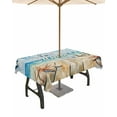 thumbnail image 1 of Hokiten Outdoor Tablecloths with Umbrella Hole & Zipper, Coastal Beach Rectangle Tablecloth 52x70 Inch, Retro Summer Ocean Wave Starfish Shell Waterproof Table Cloth, Patio/Pool/Picnic Table Covers, 1 of 7