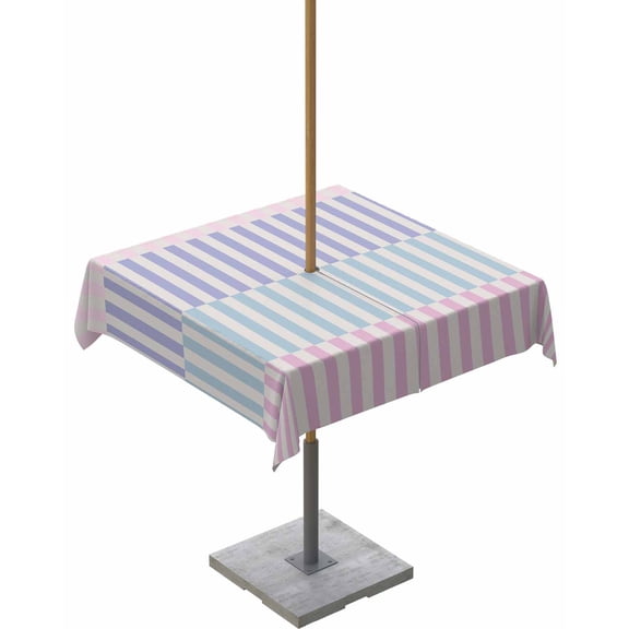 Hokiten Outdoor Tablecloths with Umbrella Hole & Zipper, Colorful Stripe 54x54 Inch Square Tablecloths, Modern Pink Purple Blue Vertical Striped Waterproof Table Cloth, Patio/Pool Table Covers