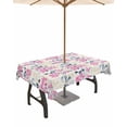 thumbnail image 1 of Hokiten Outdoor Tablecloths with Umbrella Hole & Zipper, Pink Floral Rectangle Tablecloth 52x70 Inch, Spring Rustic Botanical Flowers Herbs Waterproof Table Cloth, Patio/Pool/Picnic Table Covers, 1 of 7