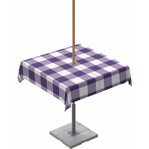 Hokiten Outdoor Tablecloths with Umbrella Hole & Zipper, Purple Checkered 54x54 Inch Square Tablecloths, Farmhouse Buffalo Plaid Waterproof Table Cloth, Patio/Pool/Picnic Table Covers