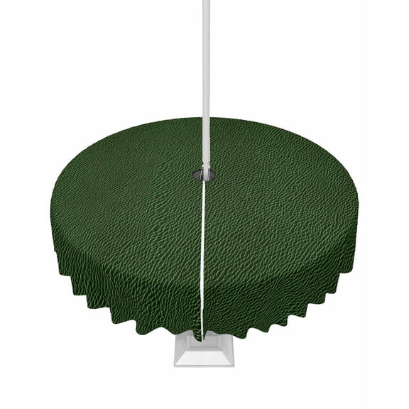 Hokiten Outdoor Tablecloths with Umbrella Hole & Zipper, Solid Dark Green Round Tablecloth 54 Inch, Retro Minimalism Abstract Denim Texture Waterproof Table Cloth, Patio/Pool/Picnic Table Covers