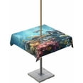 thumbnail image 1 of Hokiten Outdoor Tablecloths with Umbrella Hole & Zipper, Underwater Animals 60x60 Inch Square Tablecloths, Turtle Shark Coral Coastal Fish Waterproof Table Cloth, Patio/Pool/Picnic Table Covers, 1 of 7