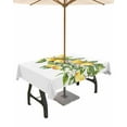 thumbnail image 1 of Hokiten Outdoor Tablecloths with Umbrella Hole & Zipper, Yellow Lemon Rectangle Tablecloth 52x70 Inch, Simple Spring Botanical Fruit Leaves Flower Waterproof Table Cloth, Patio/Pool Table Covers, 1 of 7