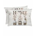 thumbnail image 1 of Hokiten Pillow Cases Queen Size Set of 2, Couch Pillow Covers, Cotton Floral Satin Pillowcases with Zipper for Hair/Skin, Pillow Protector Cover, Farmhouse Botanical Wooden Grain 20x30 Inches, 1 of 6